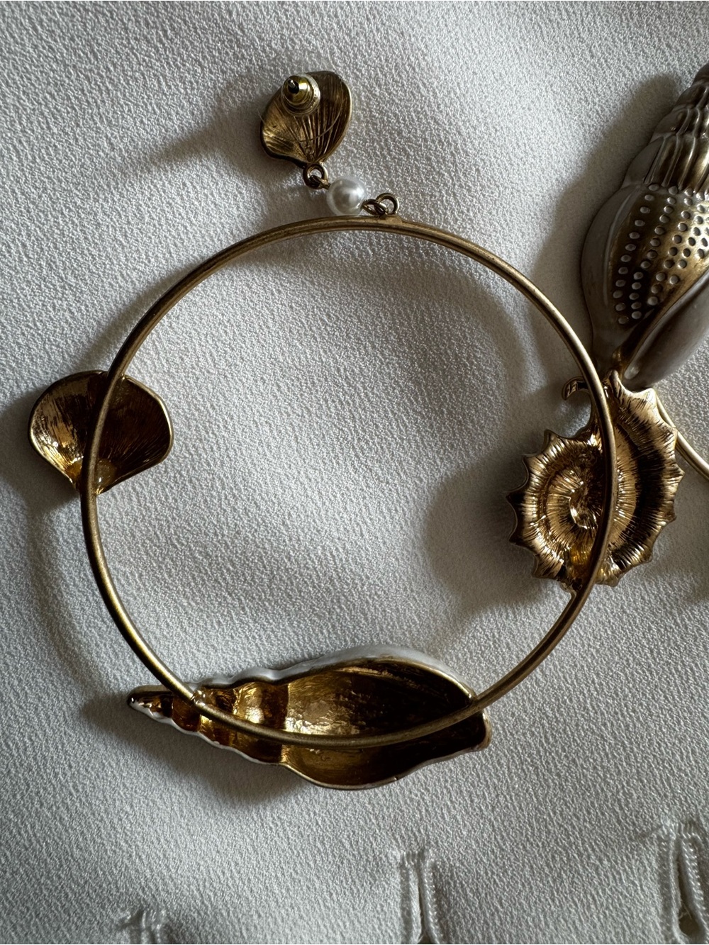 Zara Gold Seashell Hoop Earrings - Picture 4 of 6
